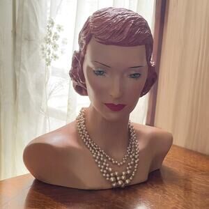 Lia Sophia “Rosedust” Necklace Glass Champagne Faux Pearl Pink Statement